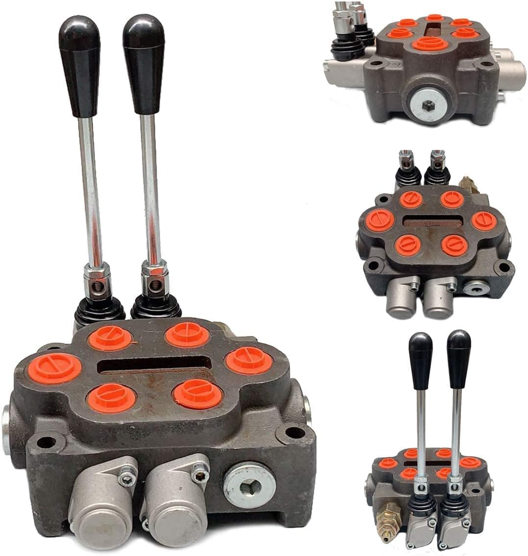 Hydraulic Valve 2 Spool Hydraulic Directional Control Valve 25 GPM Hydraulic Control Valve Double Acting Hydraulic Valve for Tractors Loaders Tanks,3000 psi