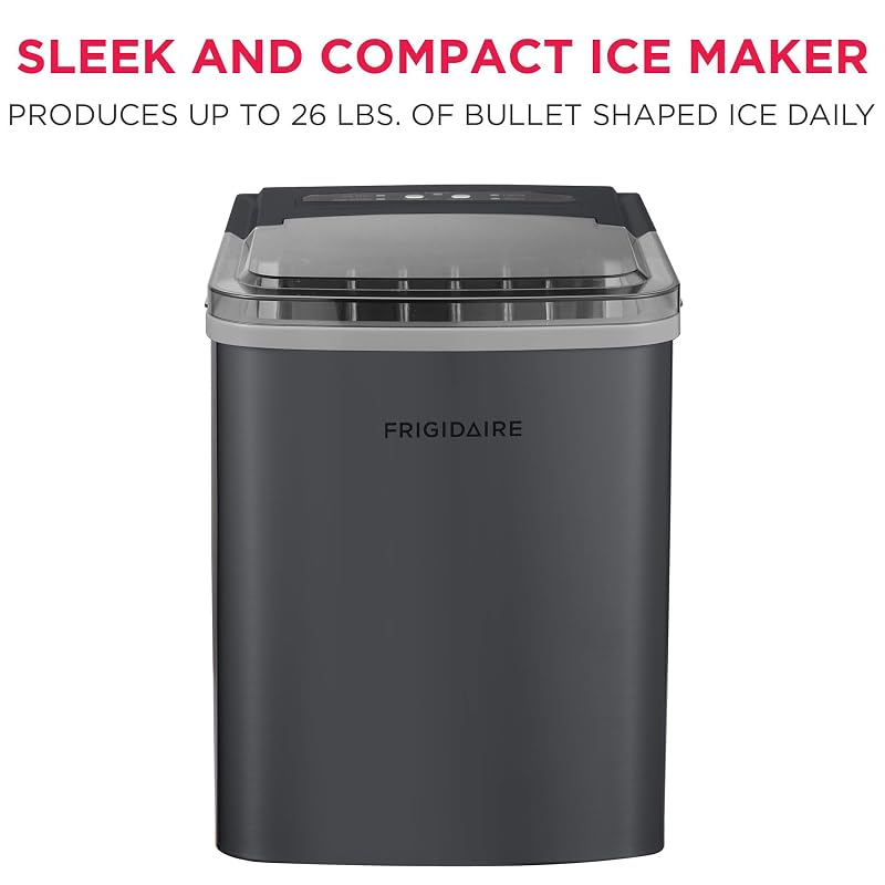 Frigidaire Countertop Portable, 26 lb per Day Bullet Ice Maker Machine (Black Stainless Steel) image 2