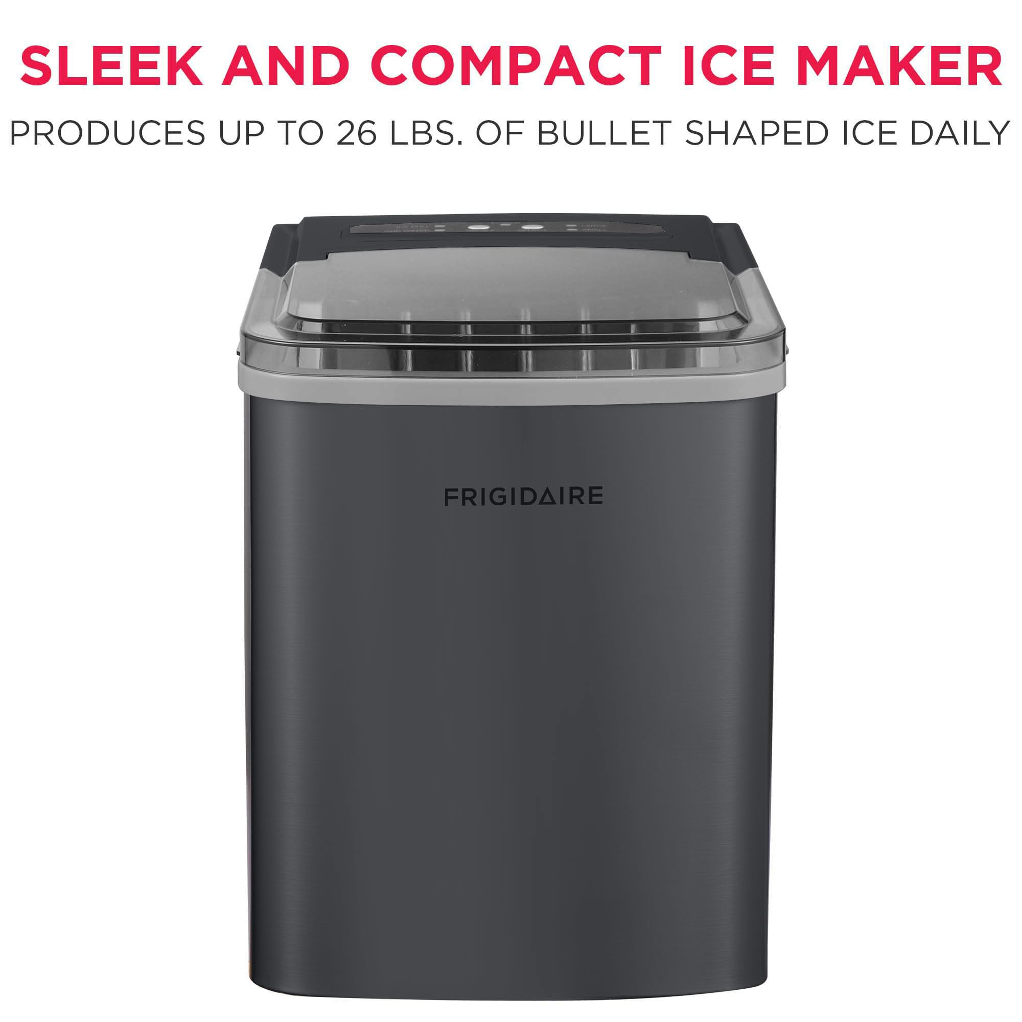 Frigidaire Countertop Portable, 26 Lb Per Day Bullet Ice Maker Machine (Black Stainless Steel) on Fridge.com - View 2