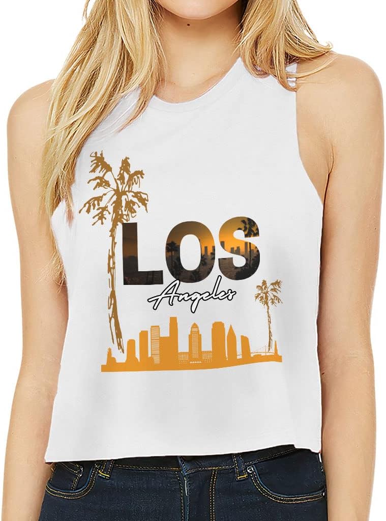 Los Angeles Racerback Cropped Tank - US Print Women's Tank - Art Tank Top