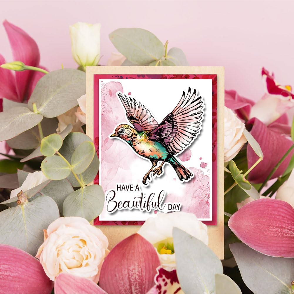 GLOBLELAND Couple Birds Clear Stamps for DIY Scrapbooking Hummingbird Cardinal Silicone Stamp Seals Plants Flowers Transparent Stamps for Cards Making Photo Album Journal 5.91×5.91inch