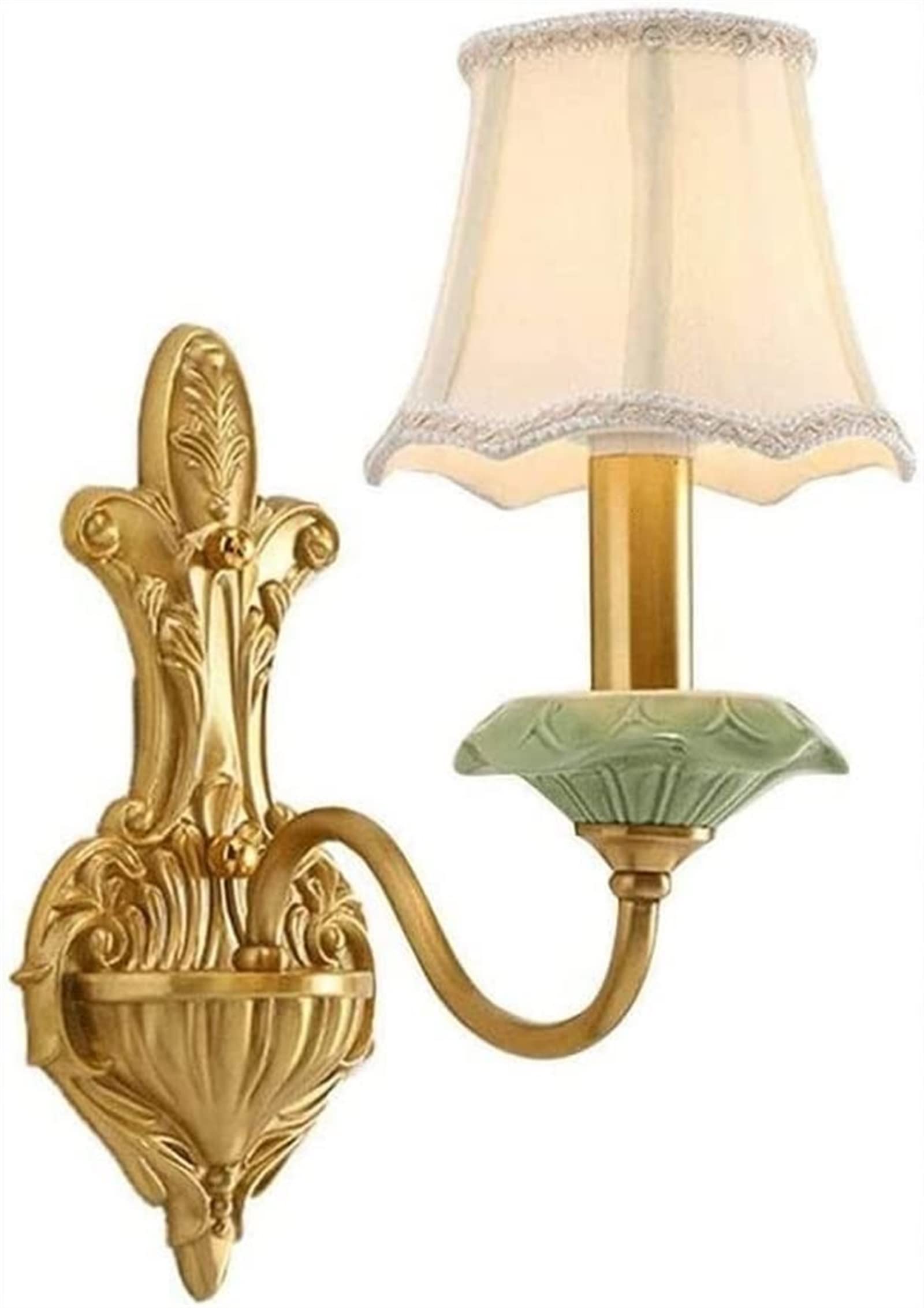 Lampe murale européenne en tissu céramique et cuivre pour éclairage maison