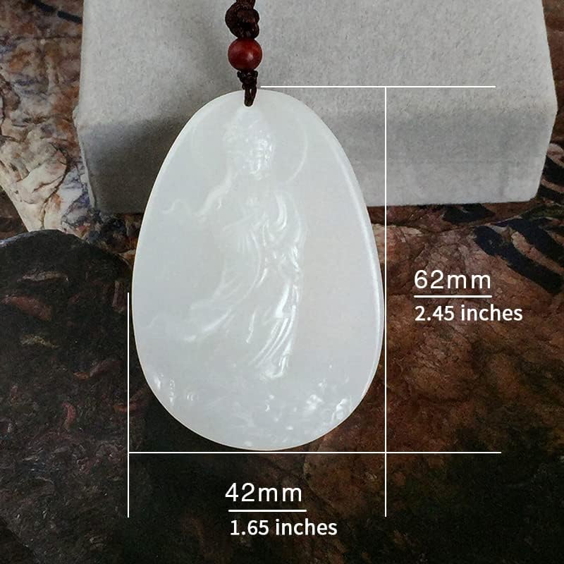 Genuine White Emerald Jade Dragon Kwan Yin Guan Yin Goddess of Mercy Bodhisattva Buddha Necklace Amulet Pendant(Certificate,Handcarved) - Image 2