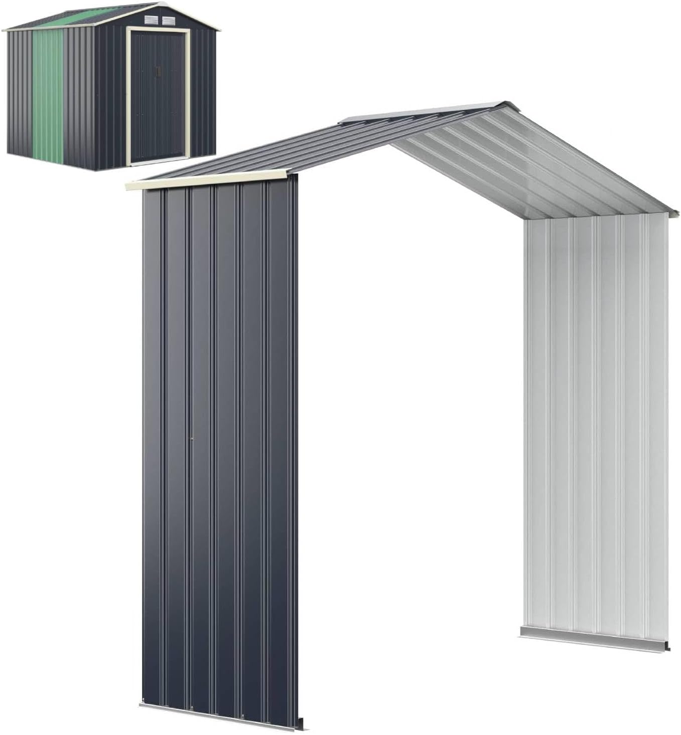 COSTWAY 7x4ft Metal Storage Shed and Extension Kit, Outdoor Lockable