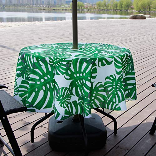Image of EHouseHome Outdoor Indoor 70inch Round Tablecloth with Umbrella Hole and Zipper, Waterproof Zippered Patio Table Cloths, Spring /Summer Table Covers for Backyard Circular Table /BBQs /Picnic