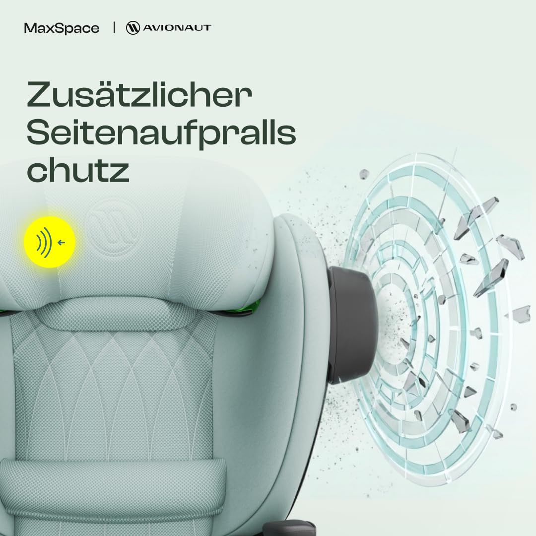 Avionaut MaxSpace AirFlow Comfort System+ Kindersitz 100–150 cm – ergonomisch, sicher & bequem – mit verstellbarer Rückenlehne – ideal zum Schlafen und für lange Autofahrten (Grey)