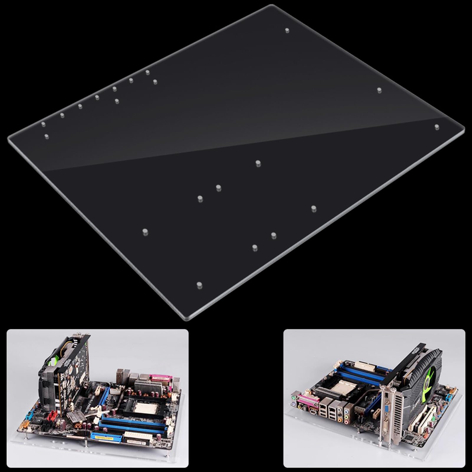 Banco di Prova per PC Case Fai da Te, Banco di Prova per PC con Telaio Aperto Telaio Aperto Custodia per Computer con Overlock Acrilico Trasparente Supporto per Base Fai-da-te per ATX Mothboard