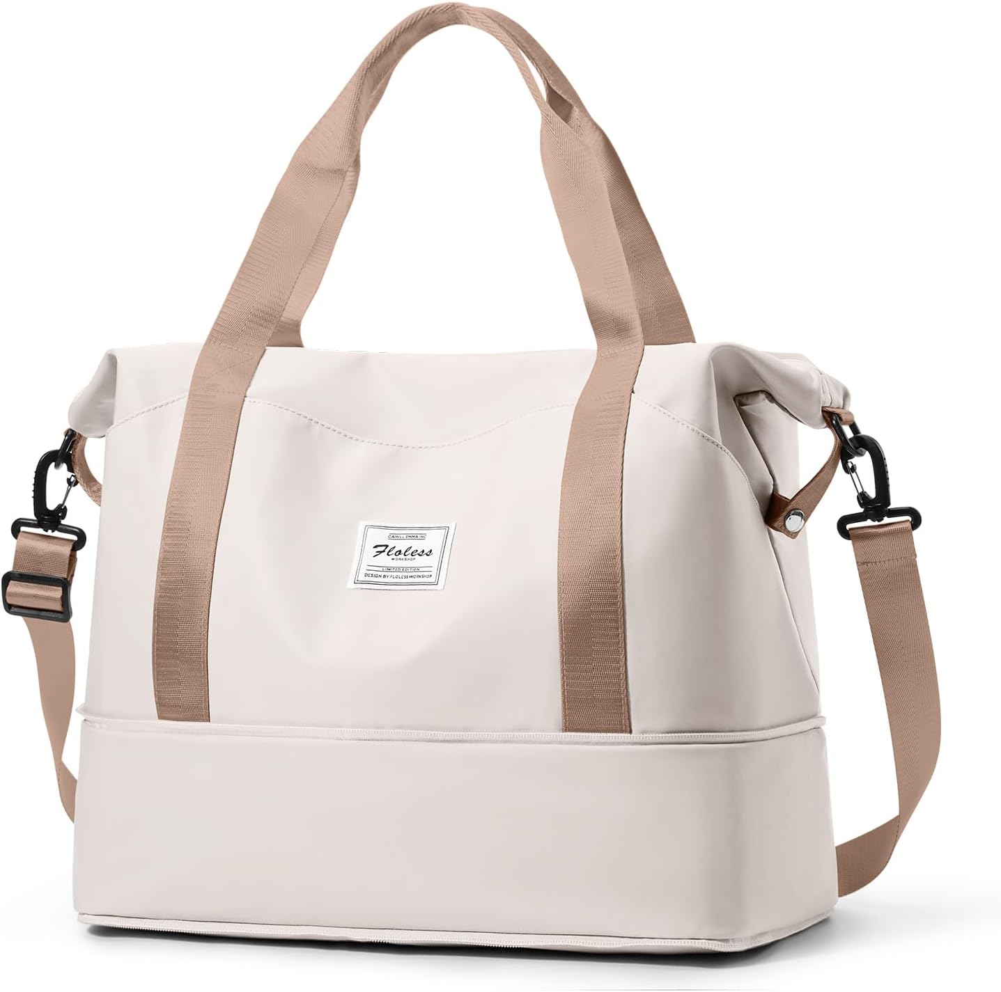 for Ryanair Airlines Underseat Cabin Bag 40X20X25 Weekend Overnight Carry on Holdall for Women Travel Duffel Sport Gym Tote Mum Hospital Bags with Wet Pocket,L6-Beige Brown