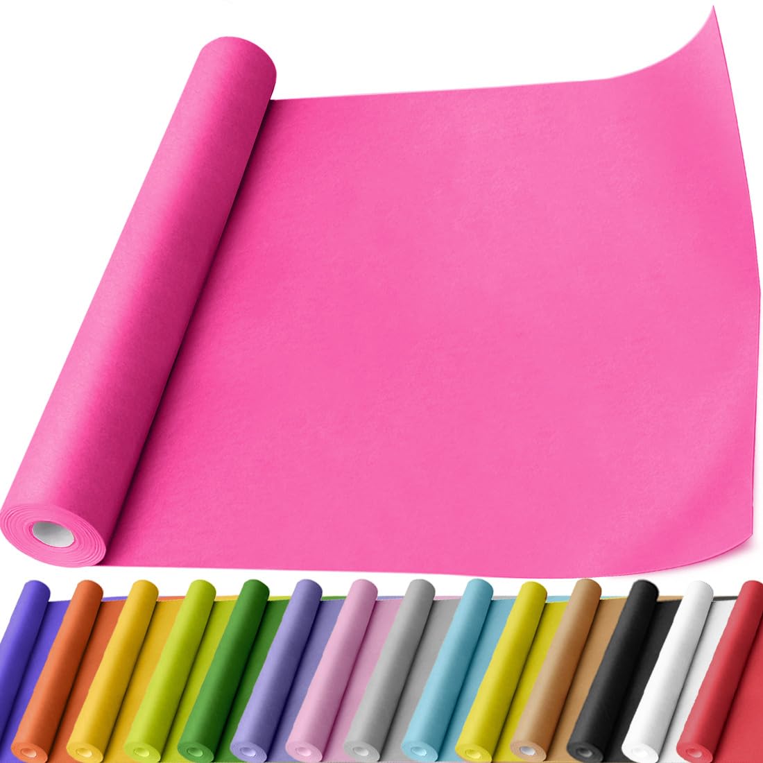 PerkHomy Rose Red Kraft Paper Roll 17.5" x 760" (63') for Gift Wrapping Bouquet Flower Art Painting Craft Writing Packaging Shipping 80GSM 55LB (Rose Red, 17.5" x 63')