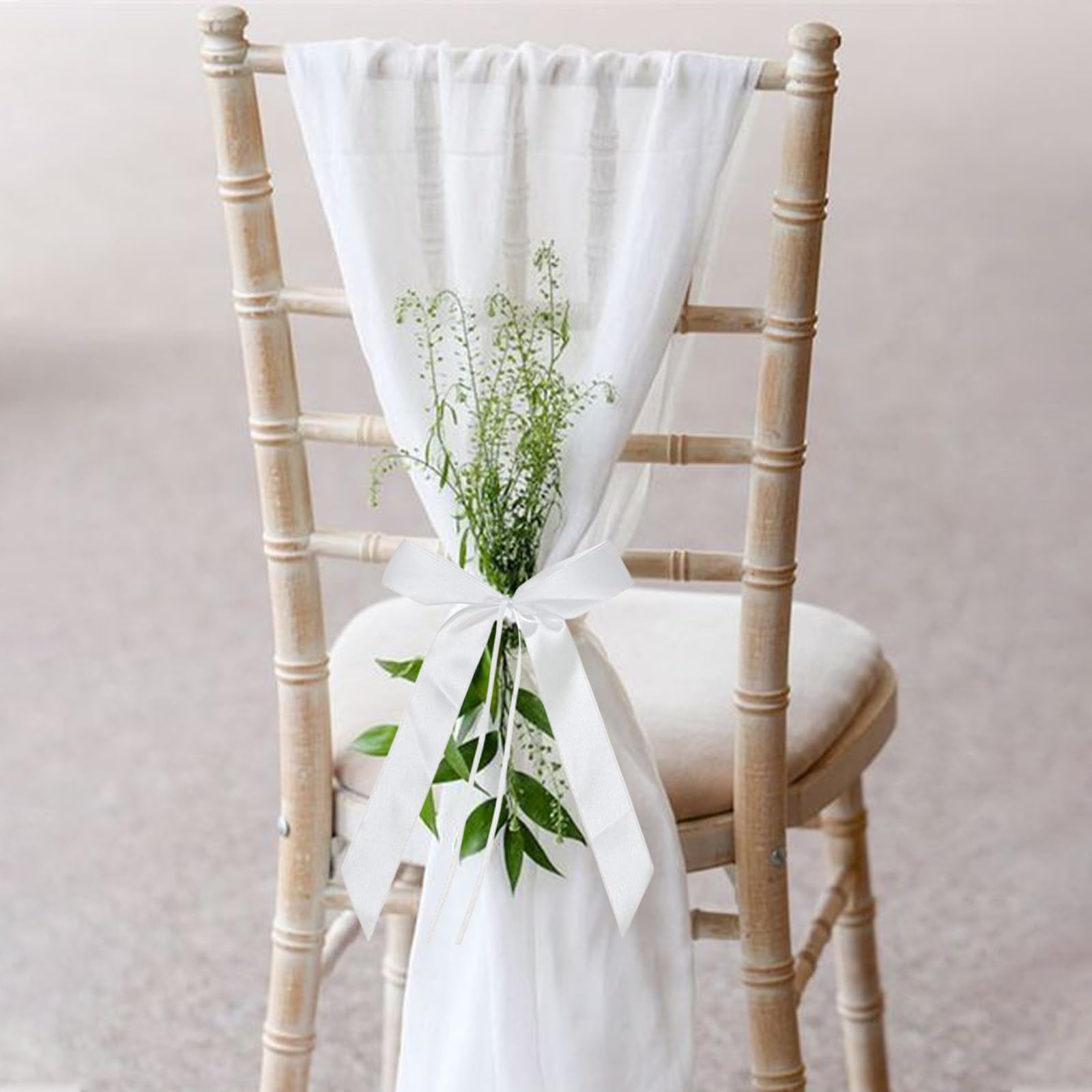 50 Pièces Noeud Voiture Mariage, Fait à La Main Ruban de Satin Noeuds d'Antenne, Noeud Blanc Decoration, Décoration de Voiture Mariage, pour Décoration de Voiture, Mariage, Noël, Fête