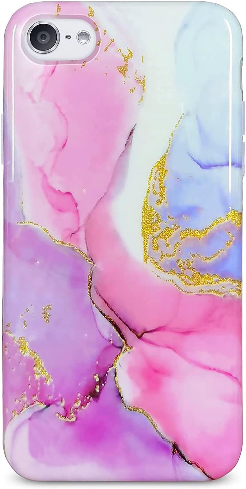 J.west iPod Touch 7th Generation Case, iPod Touch 6 iPod 5 Case, Sparkle Gold Glitter Pink Marble Design Slim Fit Anti-Scratch Flex Soft TPU Bumper Protective Case for iPod Touch 5th/6th/7th,Marble