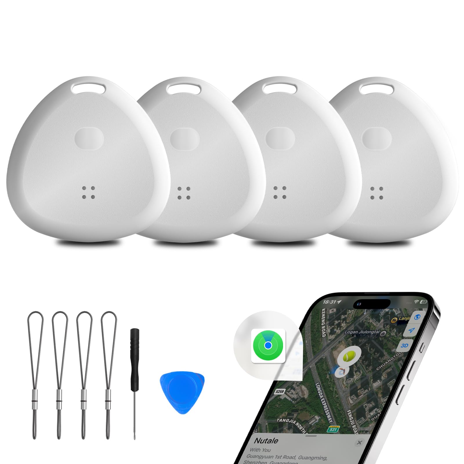 Photo 1 of Tracker Tag Bluetooth Tracker, Smart Tag Locator Tracking Device, Keys Finder and Item Locator,Air Tracker Item Finders with Find My(iOS Only) Track Your Keys,Wallet,Luggage, Bag (4 White)