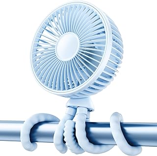 Gaiatop Rechargeable Oscillating Stroller Fan with LED Night Light and Clip-On