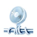 Gaiatop Oscillating Baby Stroller Fan with LED Night Light, 4 Speeds Cooling Rechargeable 360 Rotate Clip On, Battery Operated Small Portable Fans for Car Seat Crib Treadmill Travel