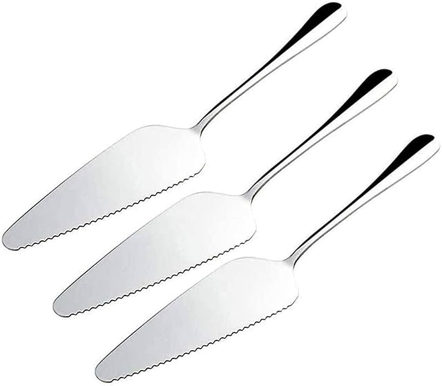 WIFUN 3PCS Cake Slice and Pie Server, Stainless Steel Cake Slicer and Server Cake Cutter with Serrated Edges for Cake Pizza Fruit Cutting