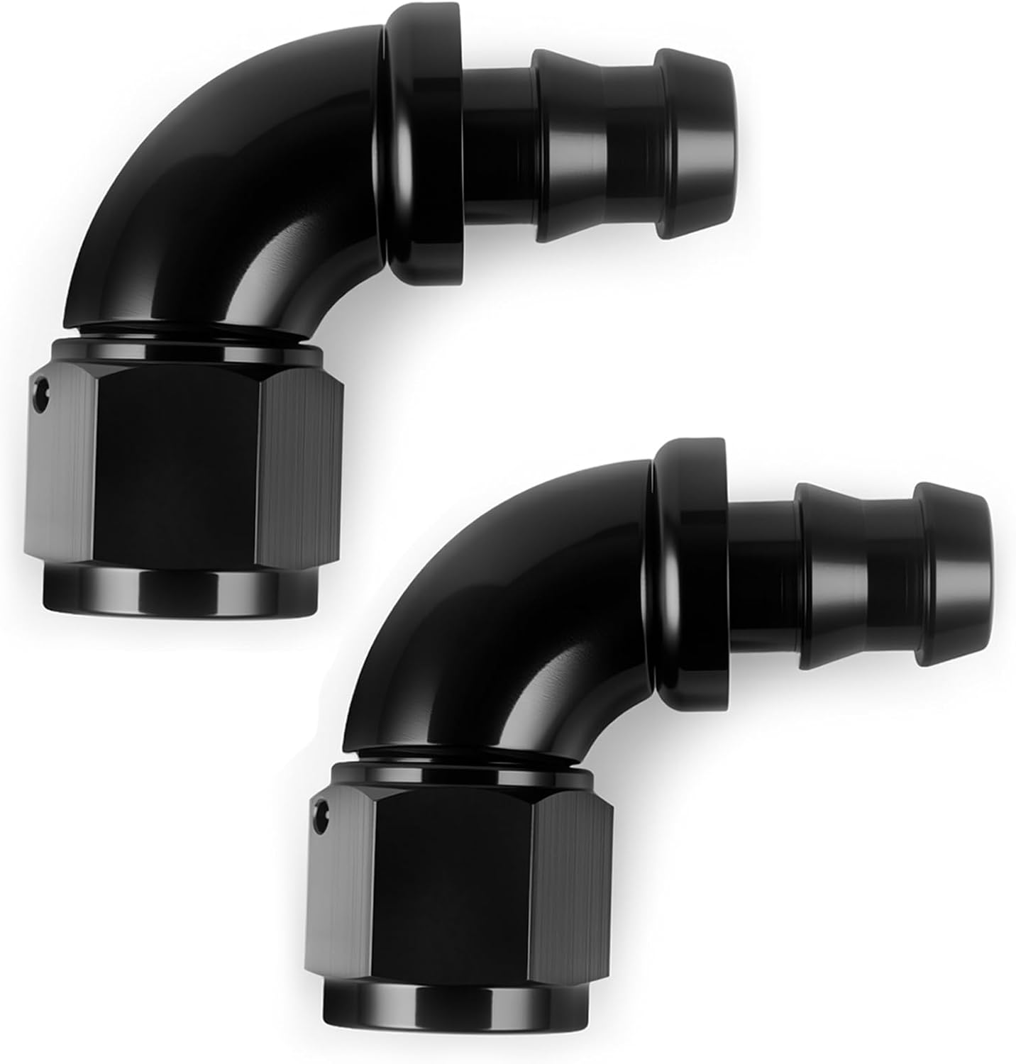 6AN Straight Push Lock Hose Fitting End Aluminum Black 4PCS