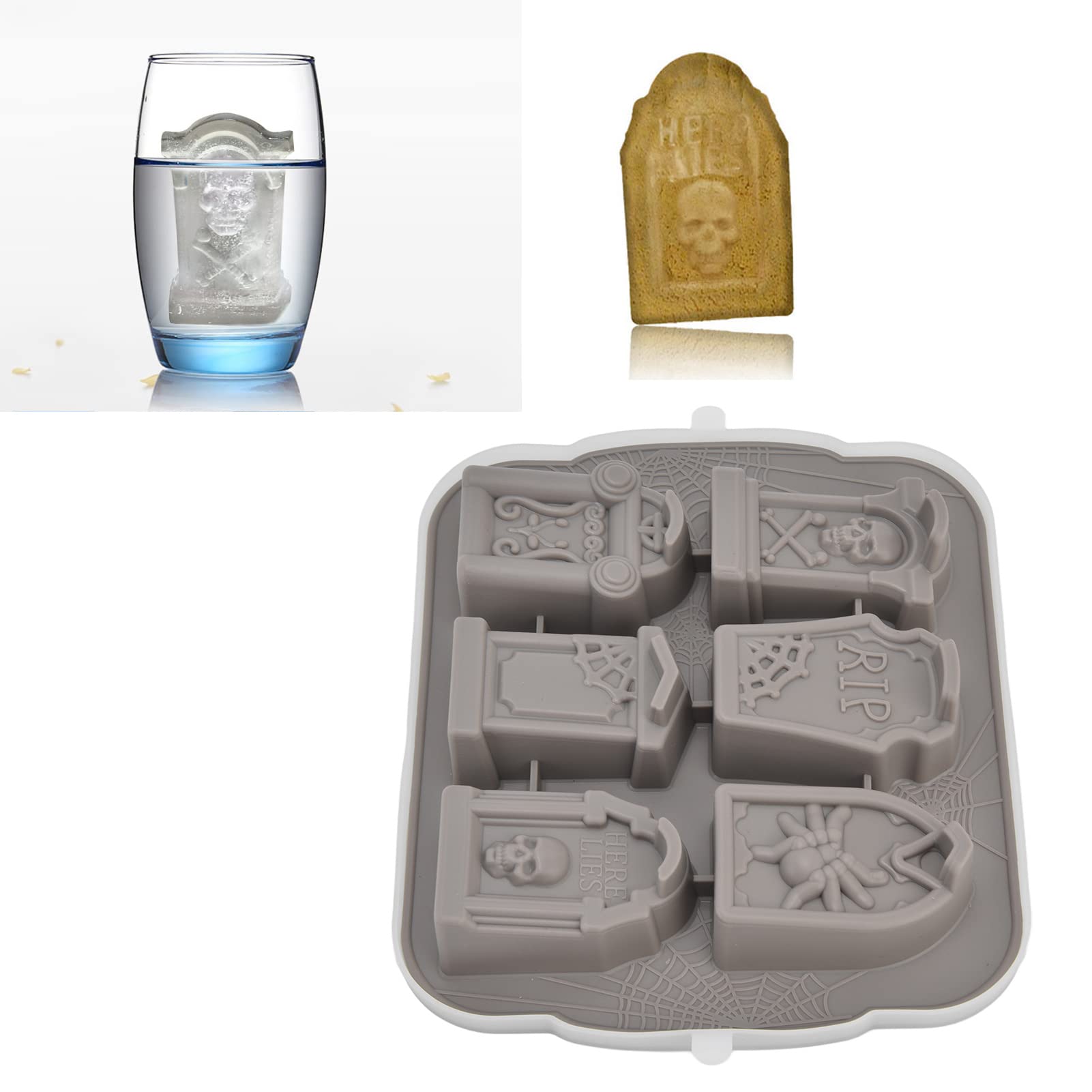 6-fach Grabstein Silikonform - Für Schokolade, Eis & Seife Backform