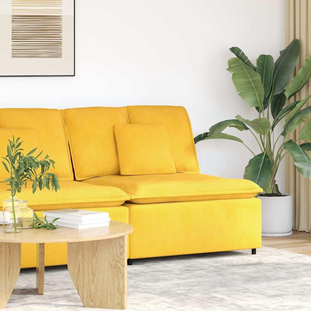 Sofá modular amarillo claro de 100 cm con módulo central cómodo para salón flexible