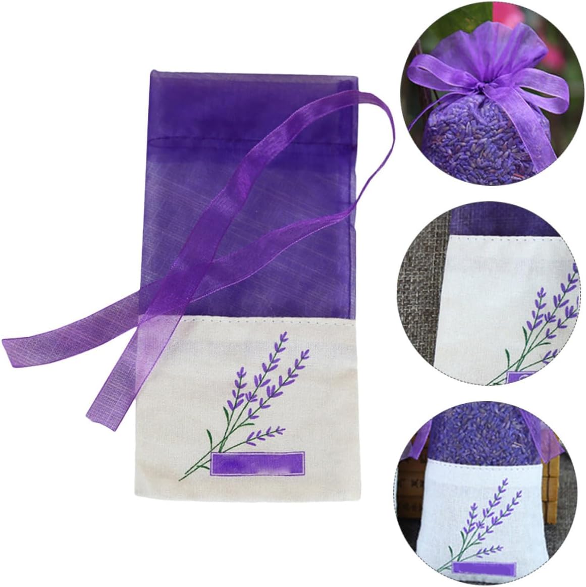 Lavender Sachet Bags 15pcs Deep Purple Drawstring Portable Dried Lavender Bags for Home Fragrance Closet and Drawer Use