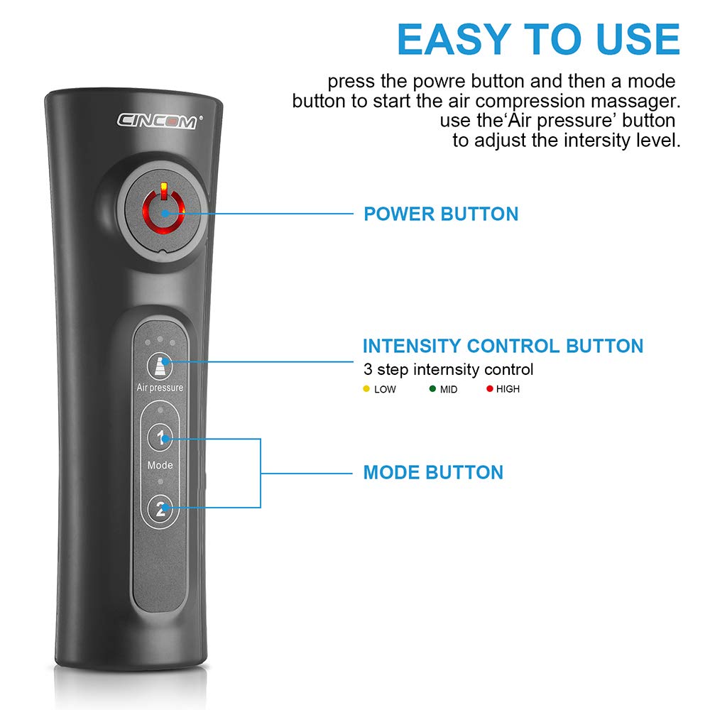 CINCOM Corded Electric Leg Massager, Leg Compression Massager for Circulation and Pain Relief Air Compression Foot Calf Thigh Massager with Handheld Controller (For Calf), Grey CINCOM Corded Electric Leg Massager, Leg Compression Massager for Circulation and Pain Relief Air Compression Foot Calf Thigh Massager with Handheld Controller (For Calf), Grey