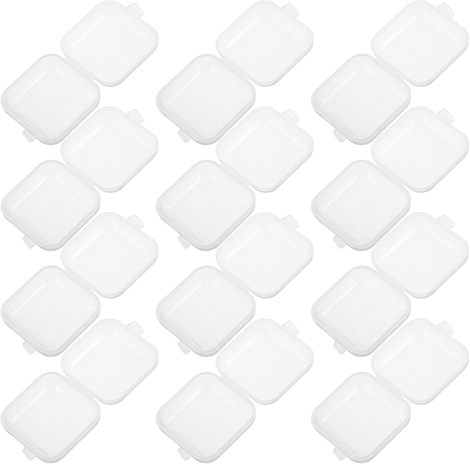 60pcs Plastic Beads Storage Containers, Small Clear Square Storage Box Organizer with Hinged Lid for Small Items, Crafts, Jewelry, Hardware 1.38x1.38 inch