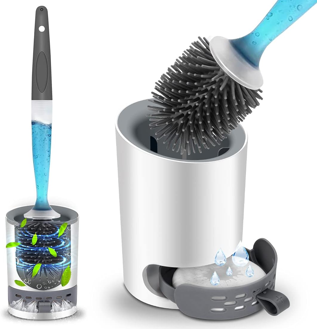 MEKEET Silicone Toilet Brush and Holder,Bathroom Toilet Brush Holder