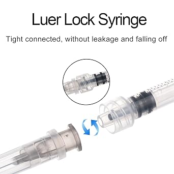 100 Pack 1ml Syringe for Liquid,with Luer Lock 27Ga Needle 1/2 Inch for Scientific Labs, Glue Application, Measuring