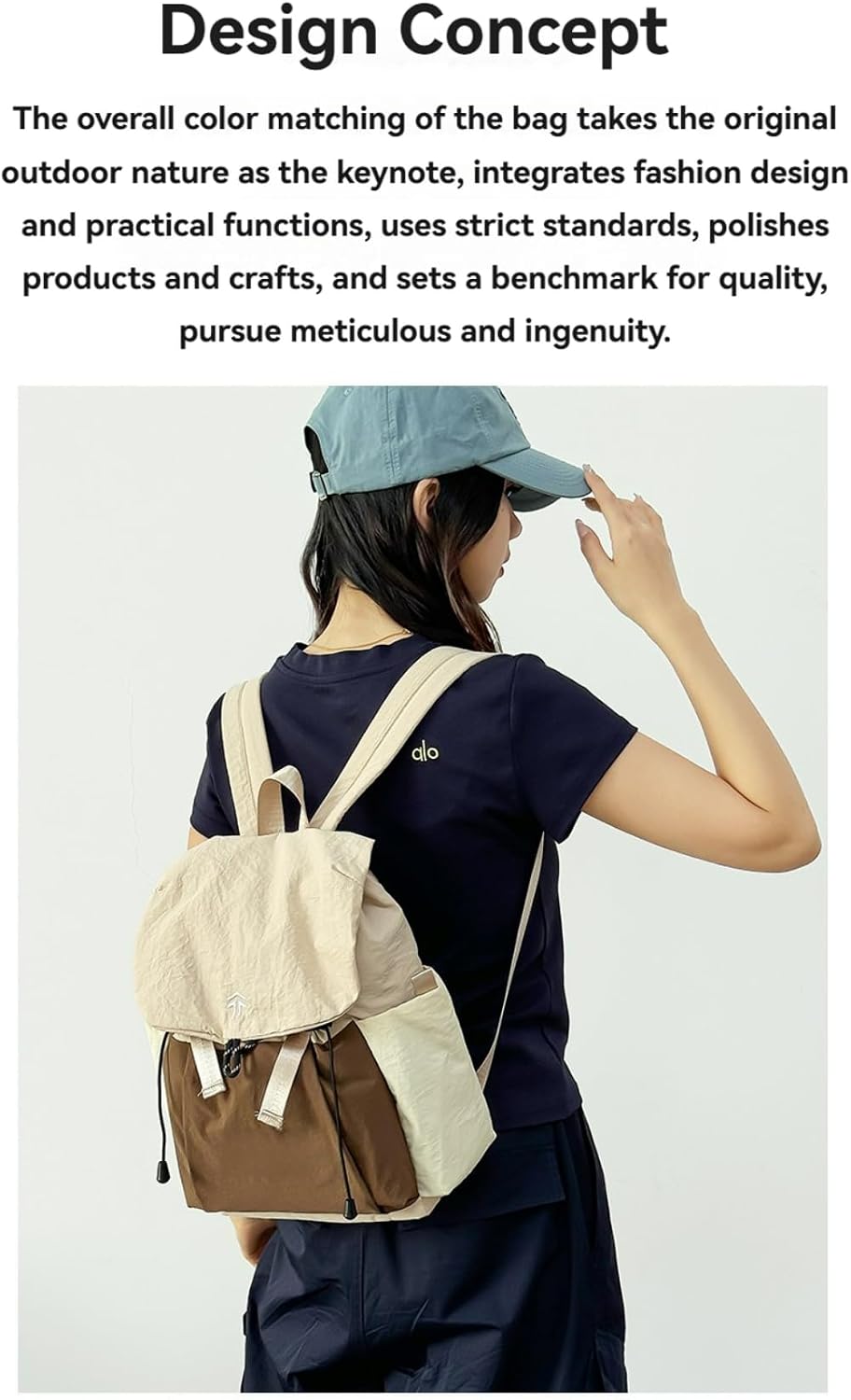 Japanese Style Travel Backpack Outdoor Hiking Camping Rucksack TrendySchool Bag for Commuting City Exploring Adventures (Khaki,Medium)