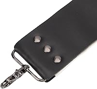 Vista 8 de Strop de cuero negro con ganchos de anclaje de latón para afilar cuchillos, rasurar corte recto, herramienta de limpieza duradera para maquinillas