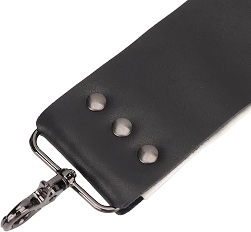 Miniatura 8 de Razor Strop con elegante cuero negro,Ganchos de anclaje de latón remachado para la limpieza,Cuchillo afilar barbero Strop, afeitado cuero Strop