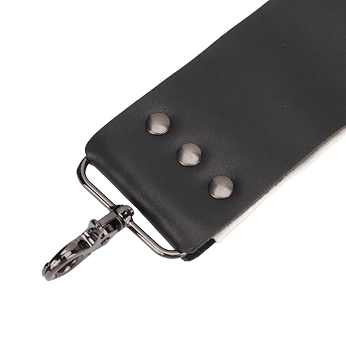 Miniatura 8 de Razor Strop con elegante cuero negro,Ganchos de anclaje de latón remachado para la limpieza,Cuchillo afilar barbero Strop, afeitado cuero Strop