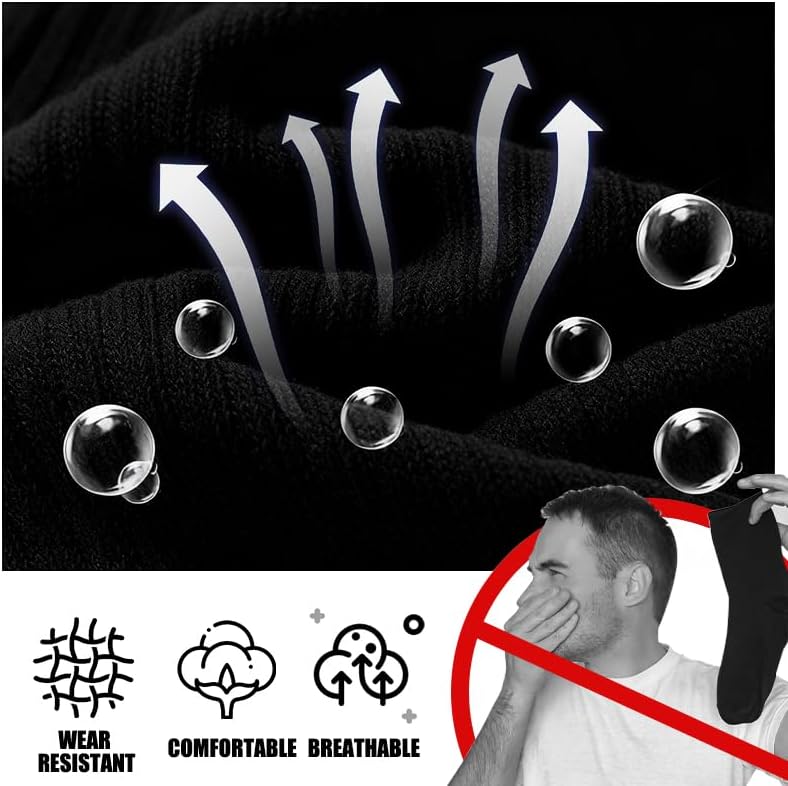 Men's Crew Socks 6 Pack Soft Breathable Athletic Socks Casual Running Socks for Daily Wear Work Training Sports - Image 4