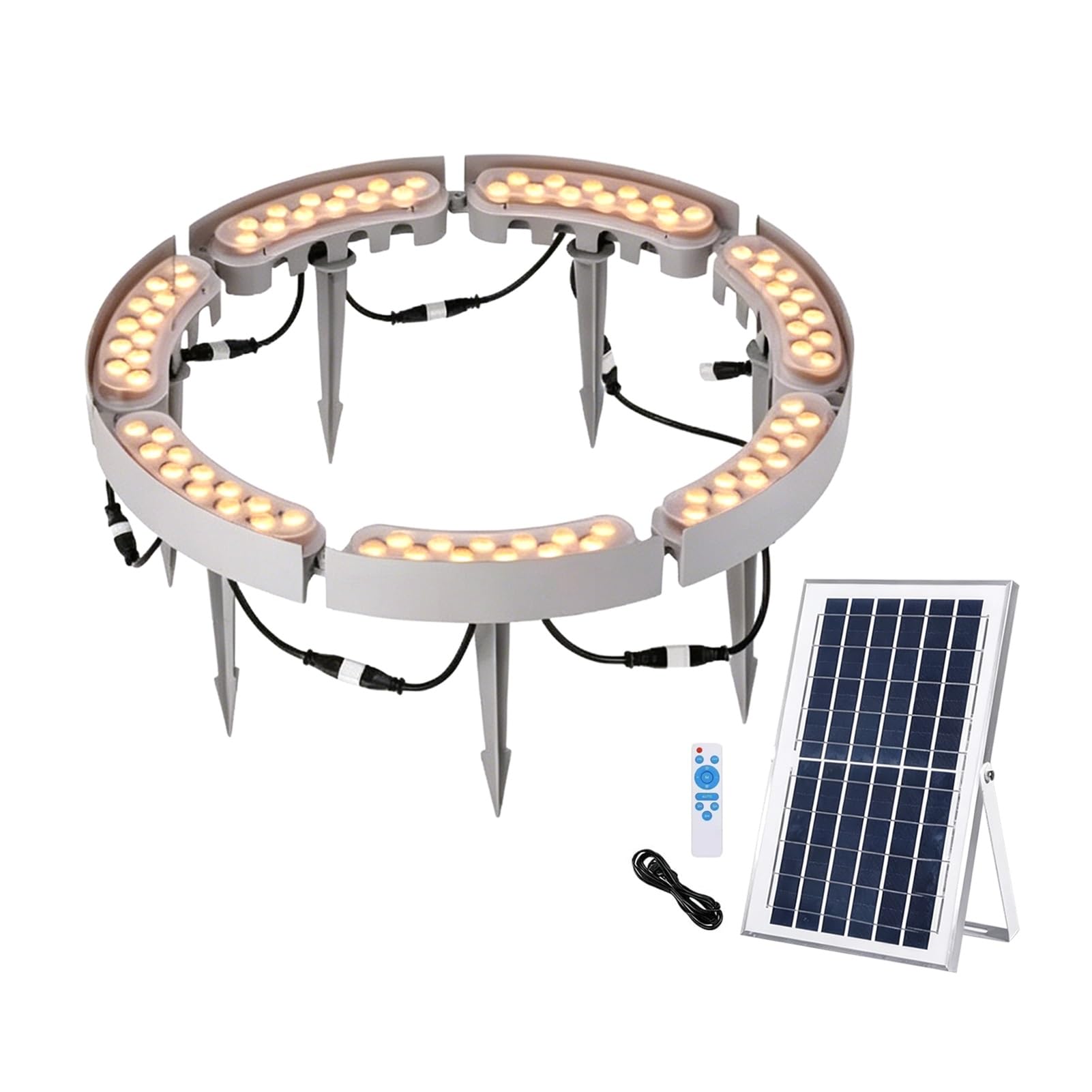 JCWGLY Outdoor Waterproof Solar LED Ring Tree Lights, Solar Powered Spotlights for Palm Trees, Warm White Light 60-84W Patio & Yard Landscape Lighting(7 lights/84W)