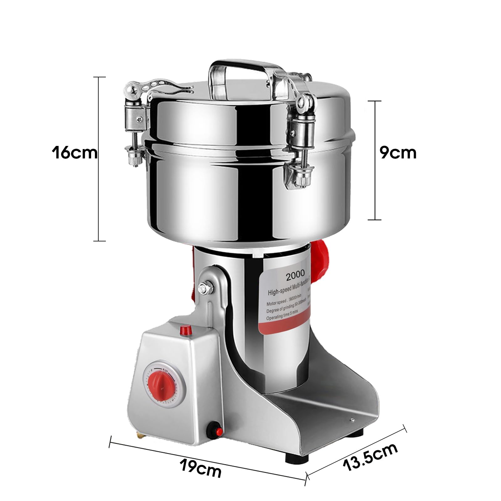 Moulin Céréales Grains Électrique 2000 g, Grinder en Acier Inoxydable et Moteur 4000 W, Broyeur à Lames Robot Culinaire à Grande Vitesse pour Moudre Céréales Épices Herbes Noix Café
