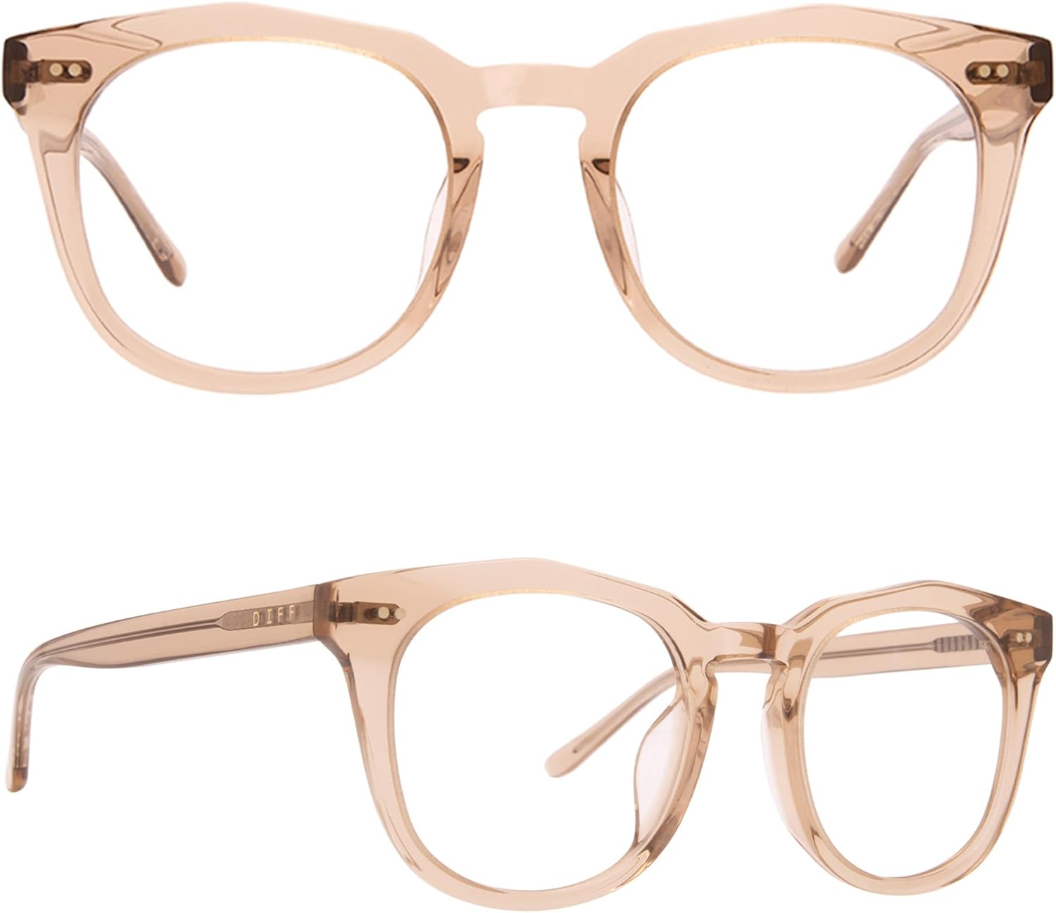 DIFF Weston Designer Square Computer Blue Light Blocking Glasses women and men, Vintage Crystal