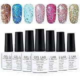 7-Bottle 10ml Gel Lab Glitter Gel Nail Polish Set Manicure Soak Off UV Gel Varnish Kit For Nail Art