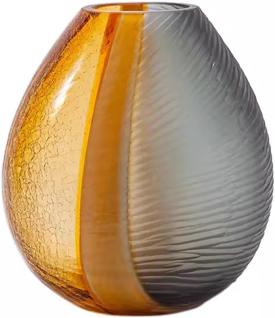 Vase Glass Vase High-end Floral Arrangement Modern Creative Living Room Foyer Decoration Flower Vessel Ornaments Suitable for Dining and Living Room Home decoratio(Large)