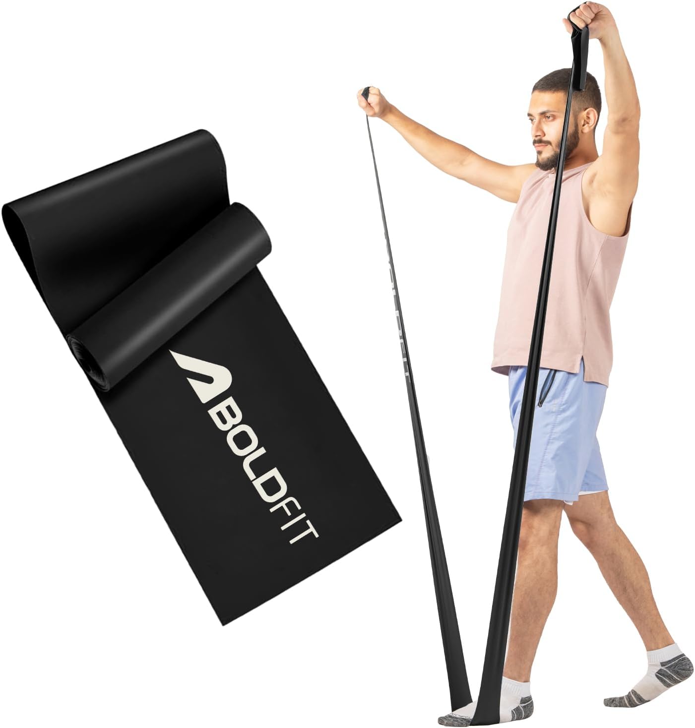 Boldfit Resistance Bands for Workout for Women Pilate Bands for Home Exercise Thera Band Toning Exercise for Gym Latex Band Theraband for Fitness, Stretching, Yoga for Men & Women (Heavy) 3.6 Kg Black