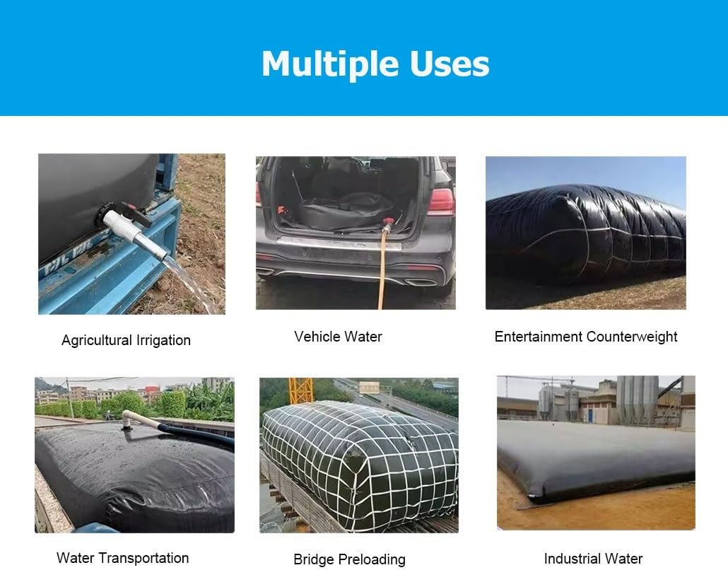 75-6000L Capacity Portable Water Bladder Tank - Foldable Soft Bag for Emergency Water Storage, Fire Prevention, Drought Relief - 3x1.8x0.8m, 4320L (1141 Gallons)