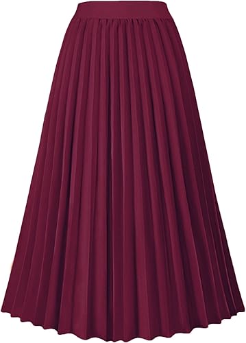 GOLDSTITCH Falda plisada de cintura alta para mujer, falda acampanada con vuelo