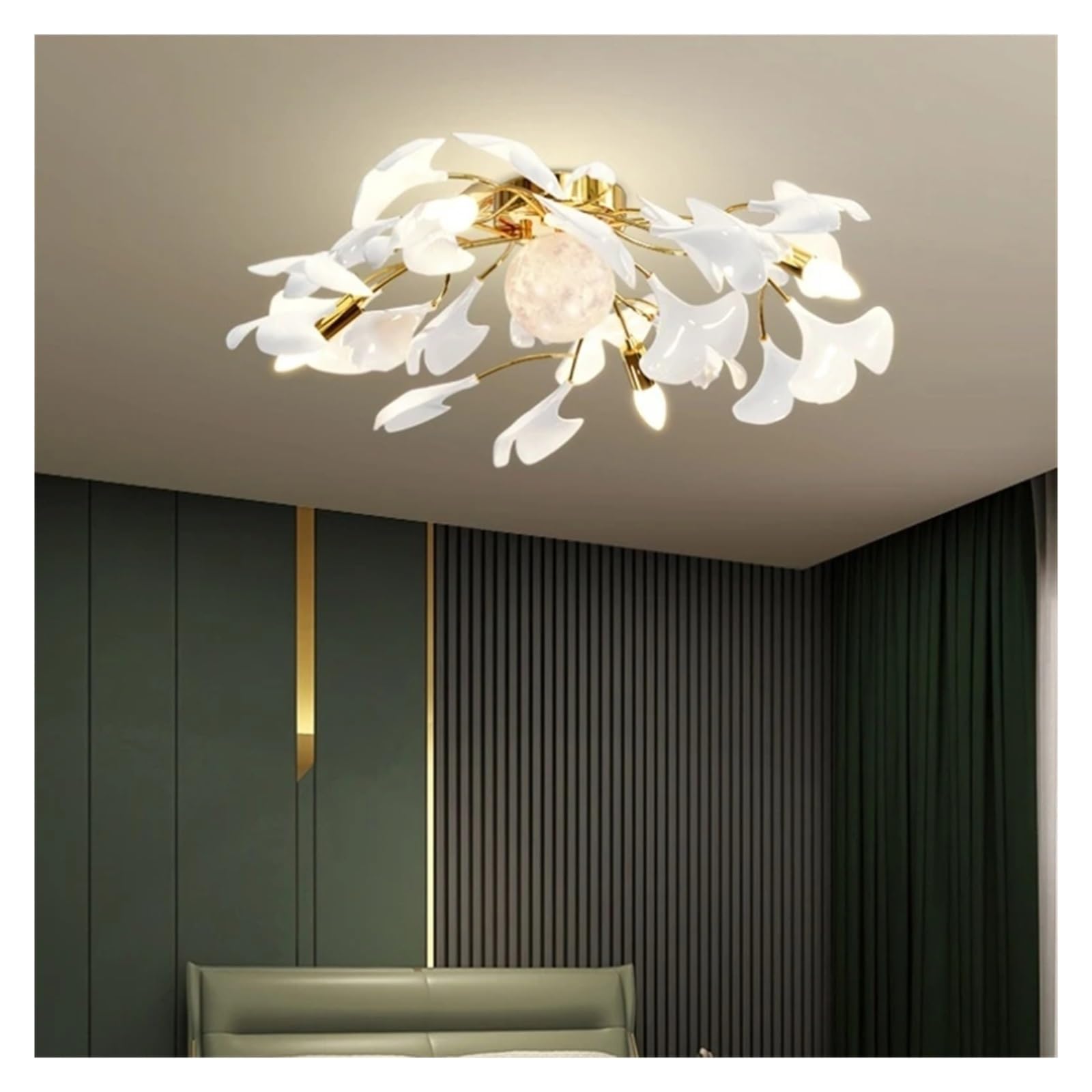 Lustre LED salon design ginkgo acrylique blanc pour illuminer la chambre moderne
