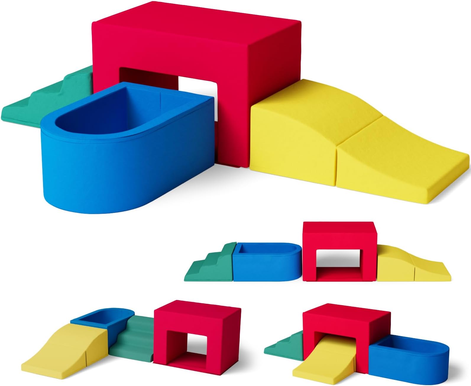 4 Piece Velvet Installation-Free Toddler Climbing Toys for Indoor Use, Foam Climbing Blocks for Toddlers 1-3, Soft Play Climbing Set, Easy to Clean