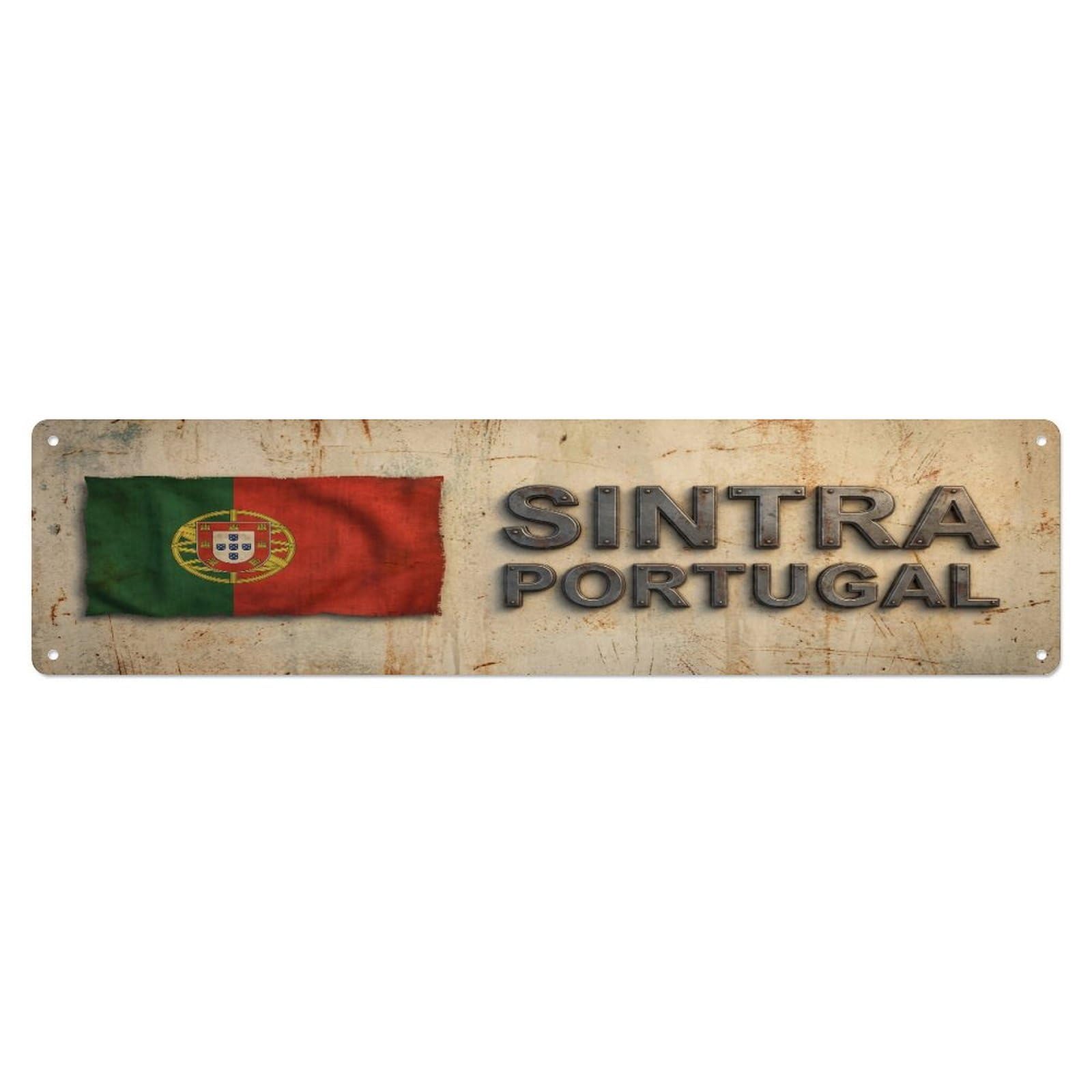 Metal Tin Sign Vintage Sintra Portugal Flag Decor Rustic Travel