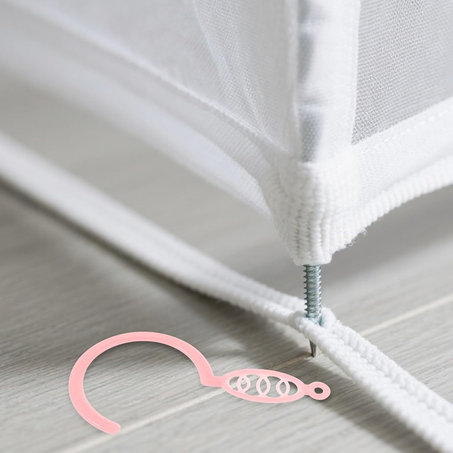 20pcs Plastic Mosquito Net Hooks for Easy Installation and Secure Attachment, Pink Mosquito Netting Holders, Curtain Clips for Bed, Gazebo, Outdoor Use, Canopy Accessories