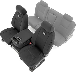 Rough Country Neoprene Front Seat Covers for 2007-2013 Chevy Silverado & GMC Sierra 1500/2500HD - Waterproof, UV Resistant, Foam Padded