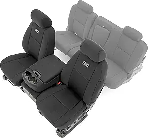 Rough Country Neoprene Front Seat Covers for Chevy Silverado & GMC Sierra (2007–2013) - Foam Padded Water-Resistant
