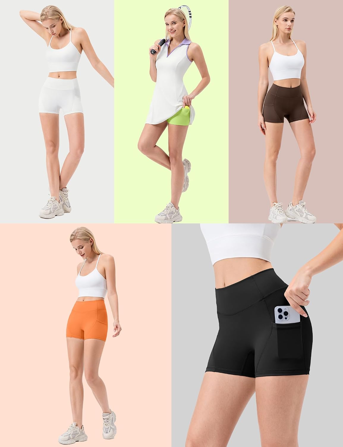 SPVISE No Front Seam High Waisted Biker Shorts Women Control Tummy Workout Gym Shorts 4'' Buttery Soft Booty Yoga Short Pants