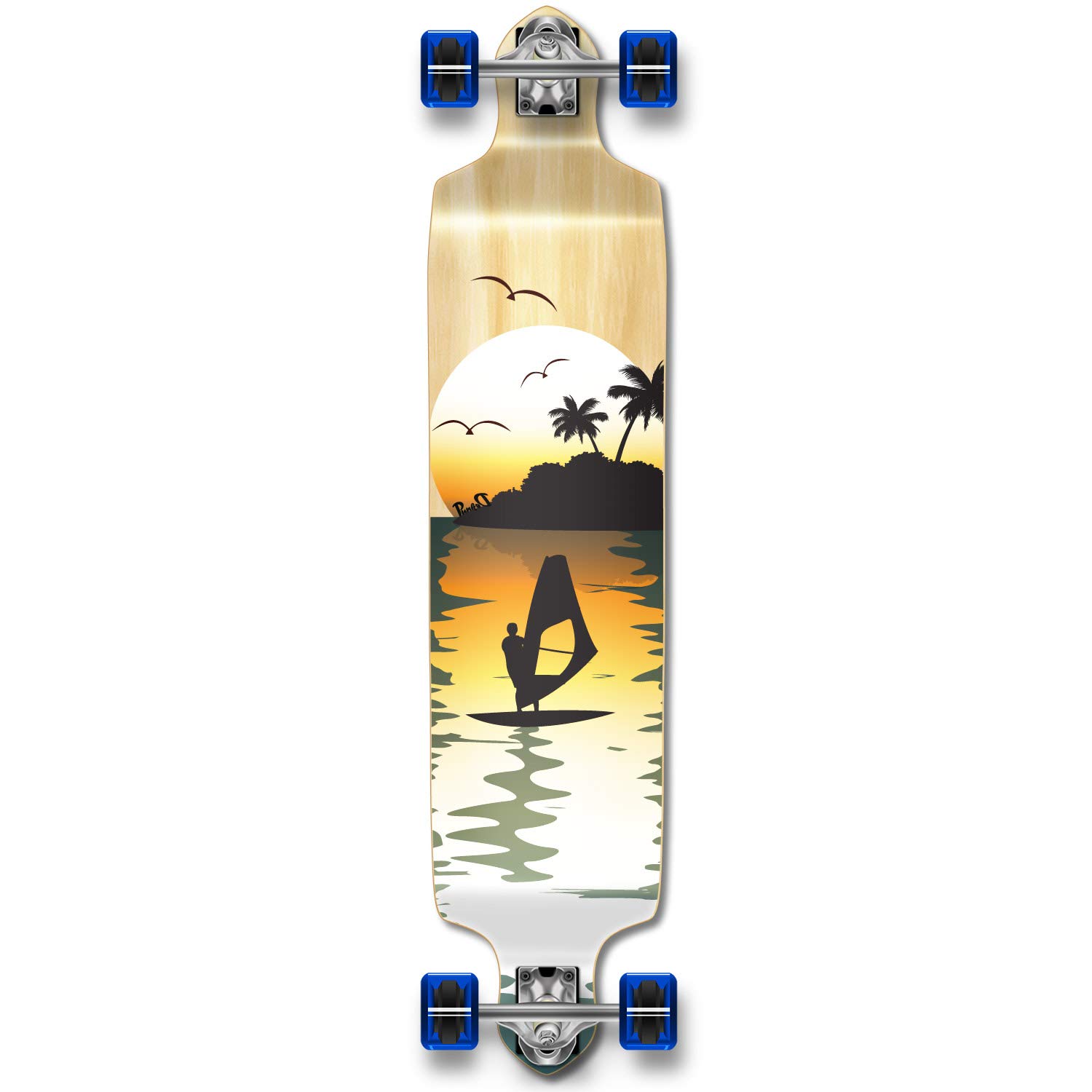 YocaherProfessional Speed Drop Down Complete Longboard Skateboard (Natural Surfer)