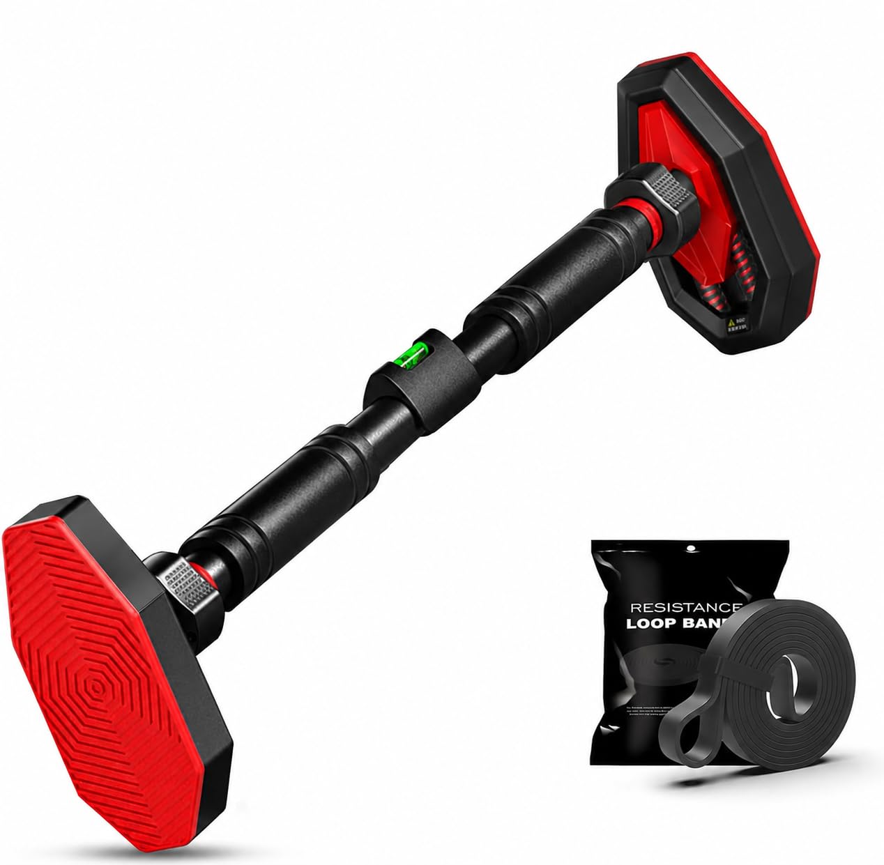Pull Up Bar for Door Frame, Adjustable 76–100 cm Doorway Pull Up Bar with No-Screw Installation, Level Indicator, Gear Lock & Spring Stabiliser Pads, Chin Up Bar for Home Gym Upper Body Workout