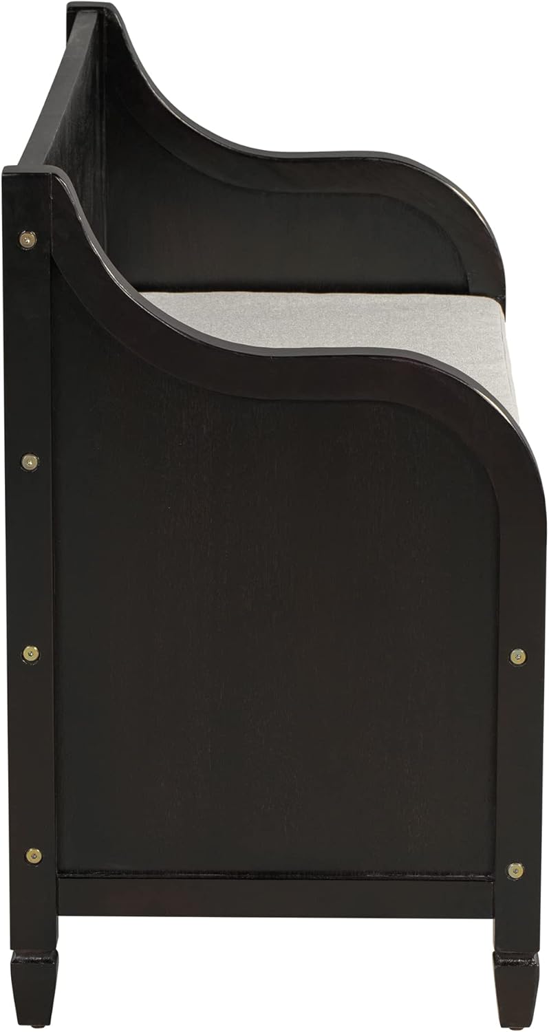 RUNNA Rustic Style Solid Wood Entryway Multifunctional Storage Bench with Upholstered Top Cushion and Safety Hinge for Entryway, Foyer or a Mudroom (Espresso-Multifunctional Storage Bench+5col)